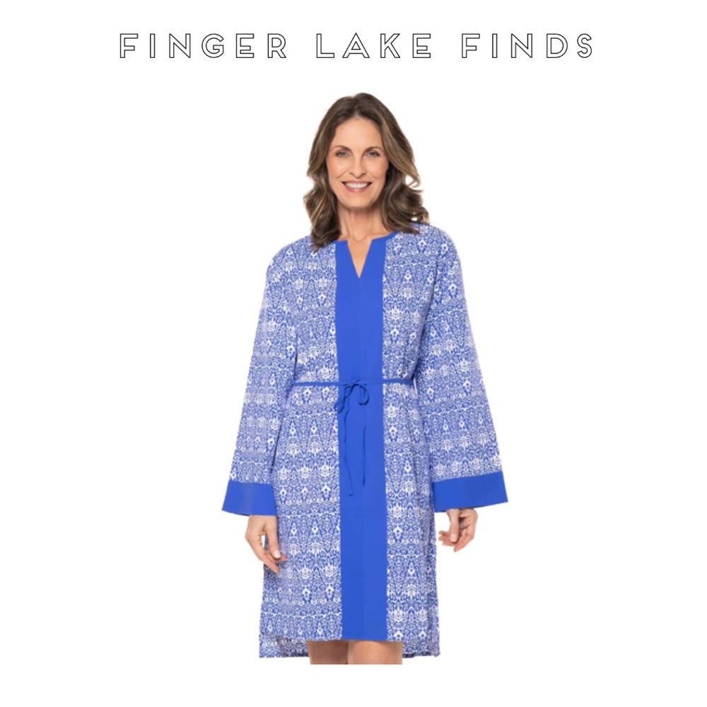 Coolibar UPF50+ Blue Women's Calvada Cover-Up Dress, XXL